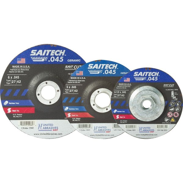 United Abrasives/Sait United Abrasives - Sait Depressed Center Wheel T27 6"x .045" x 7/8" Ceramic Alum. Oxide 22082